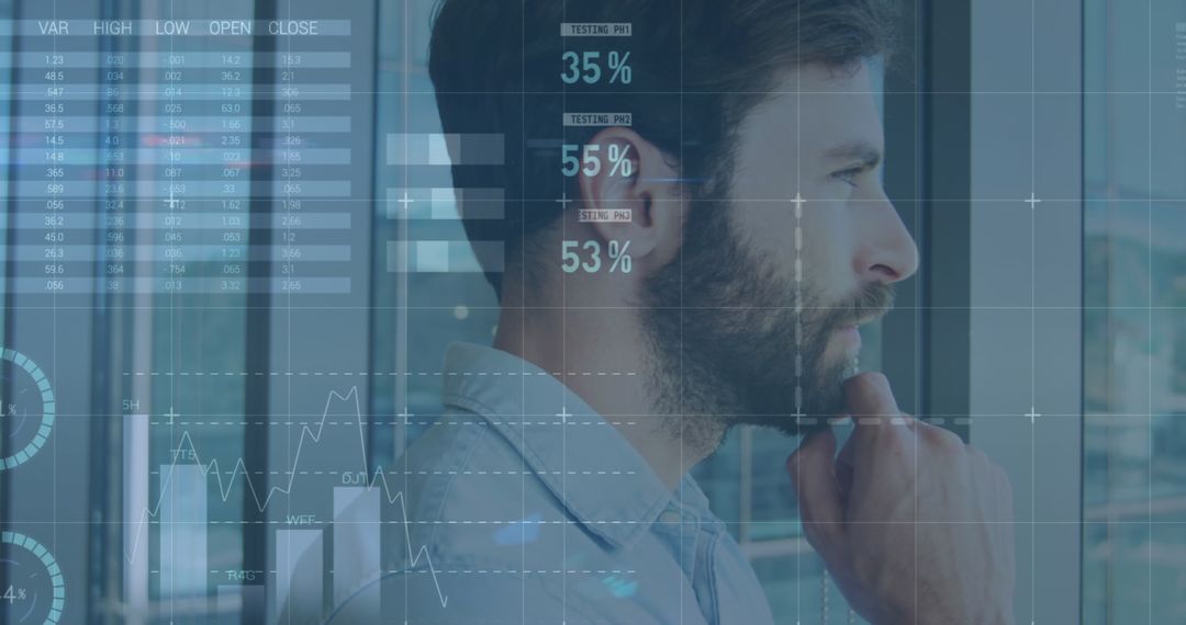 Caucasian Businessman Analyzing Financial Data Trends