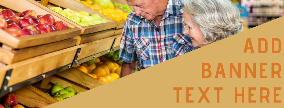 Elderly couple choosing fresh produce at local market