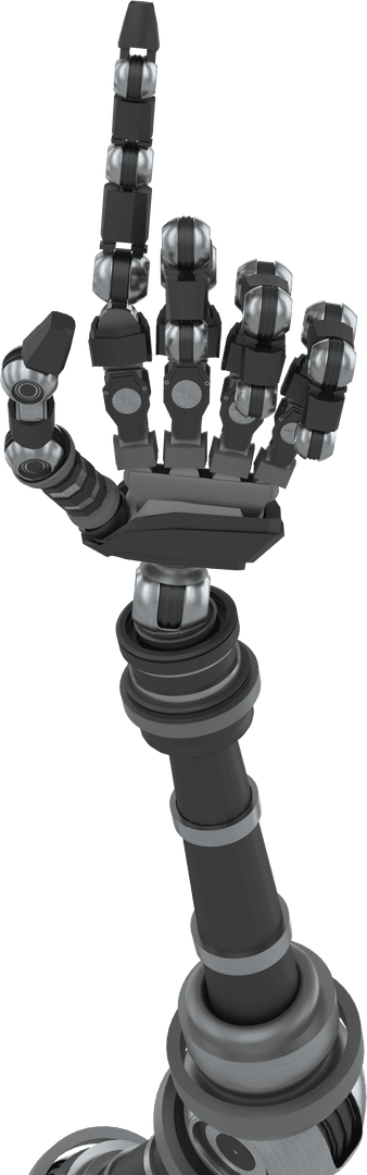 Transparent Gray Robotic Arm Pointing Intent Strike