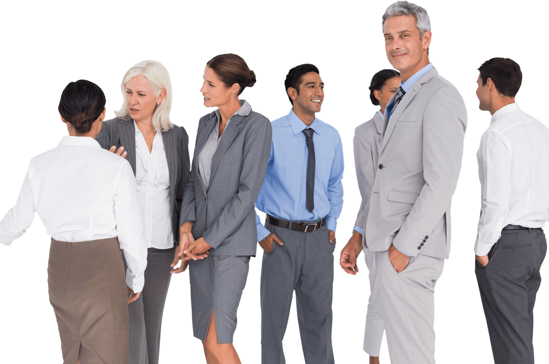 Transparent Group of Diverse Business Professionals in Conversation