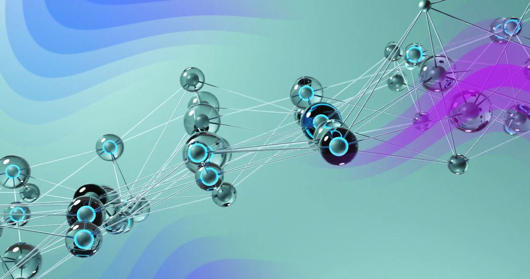 Futuristic Network of Interconnected Nodes over Vibrant Backdrop