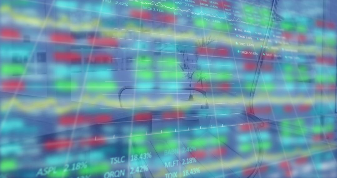 Digital Financial Data Display with Office Overlay