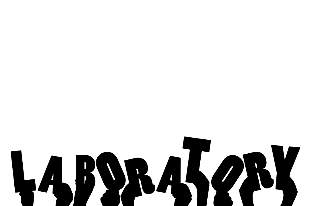 Transparent Laboratory Text with Hands Graphic Design