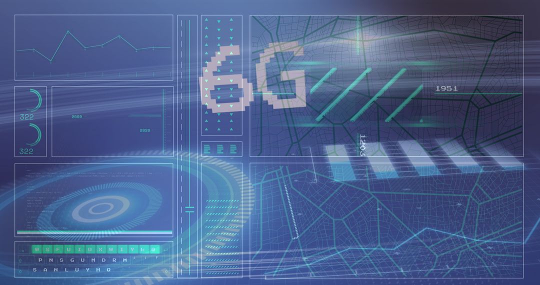 Futuristic 6G Technology Display with Digital Interfaces