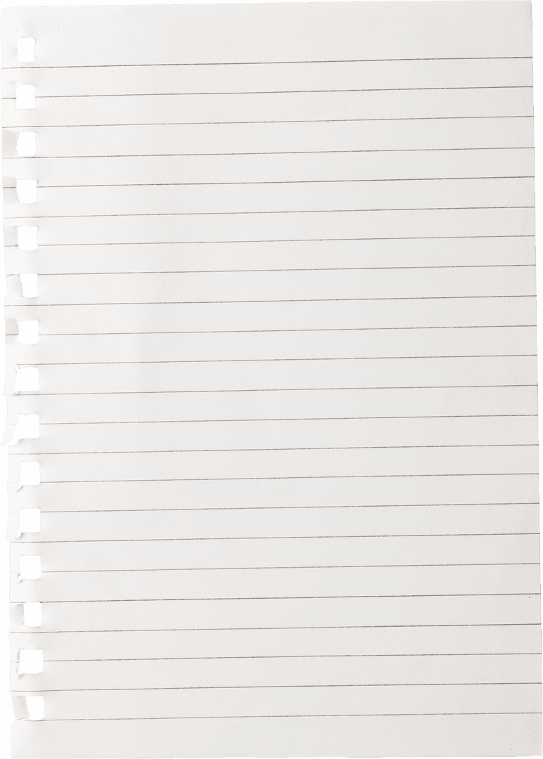 Ruled Paper Sheet on Transparent Background Copy Space