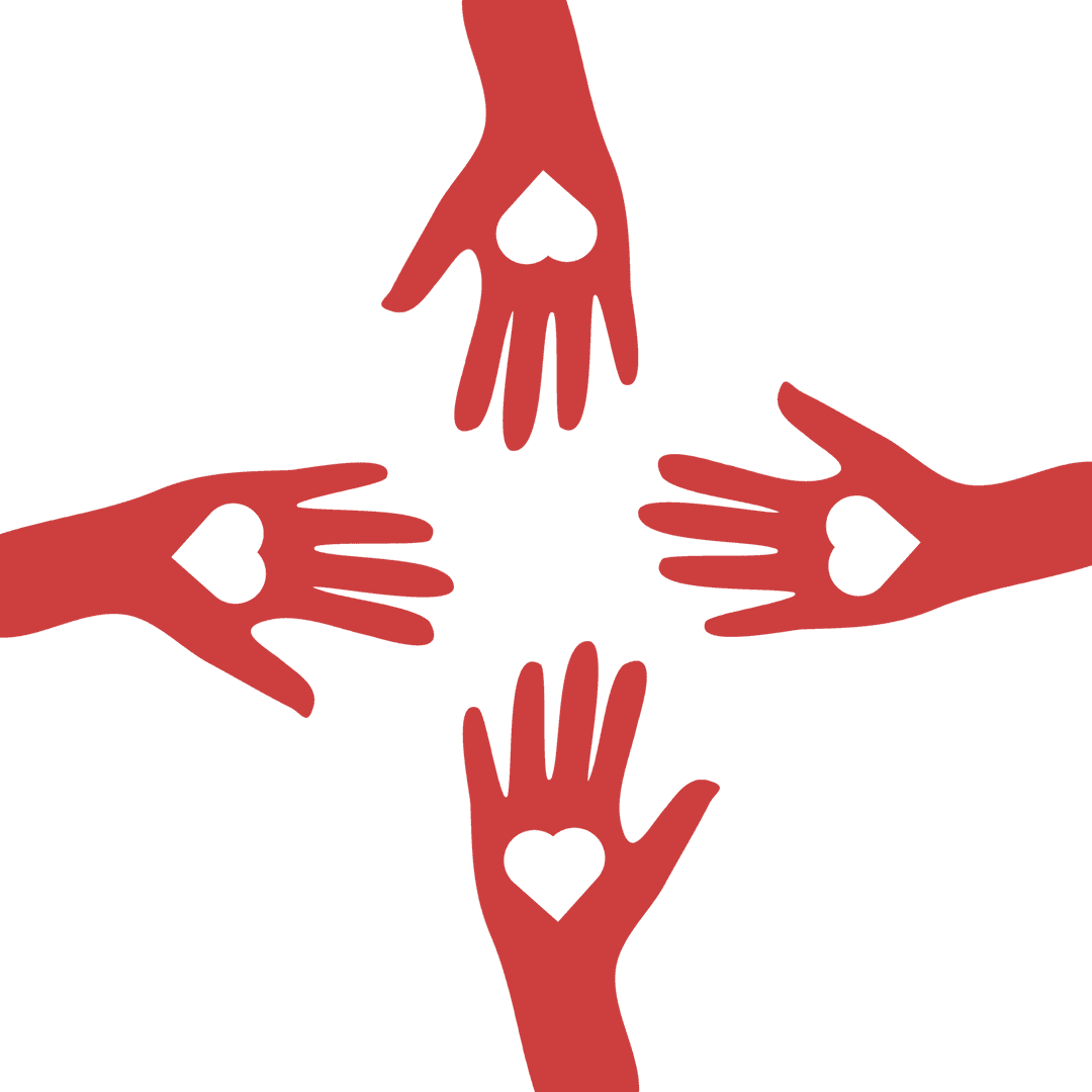 Red Hands with Hearts on Transparent Background, Love Concept