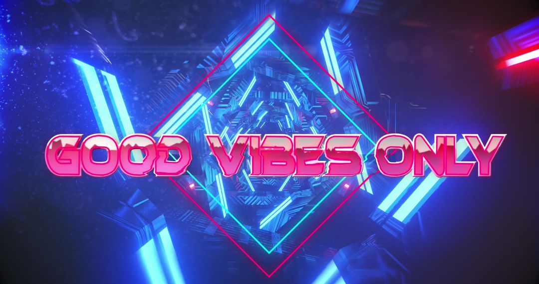 Retro Futuristic Good Vibes Only Neon Text Design