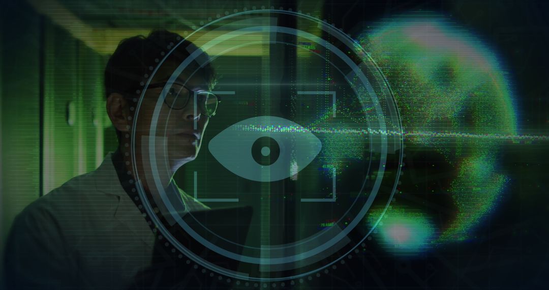 Asian IT Technician Analyzing Data on Computer Servers