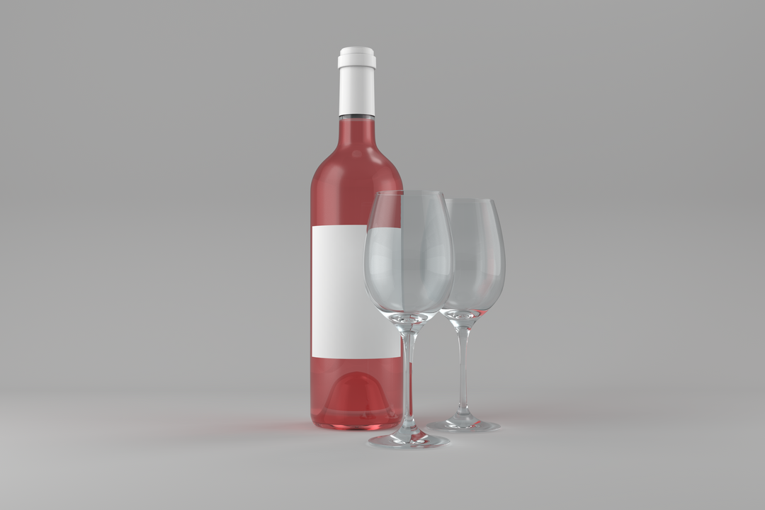 Transparent red wine bottle and glasses on neutral background - Download Free Stock Images Pikwizard.com