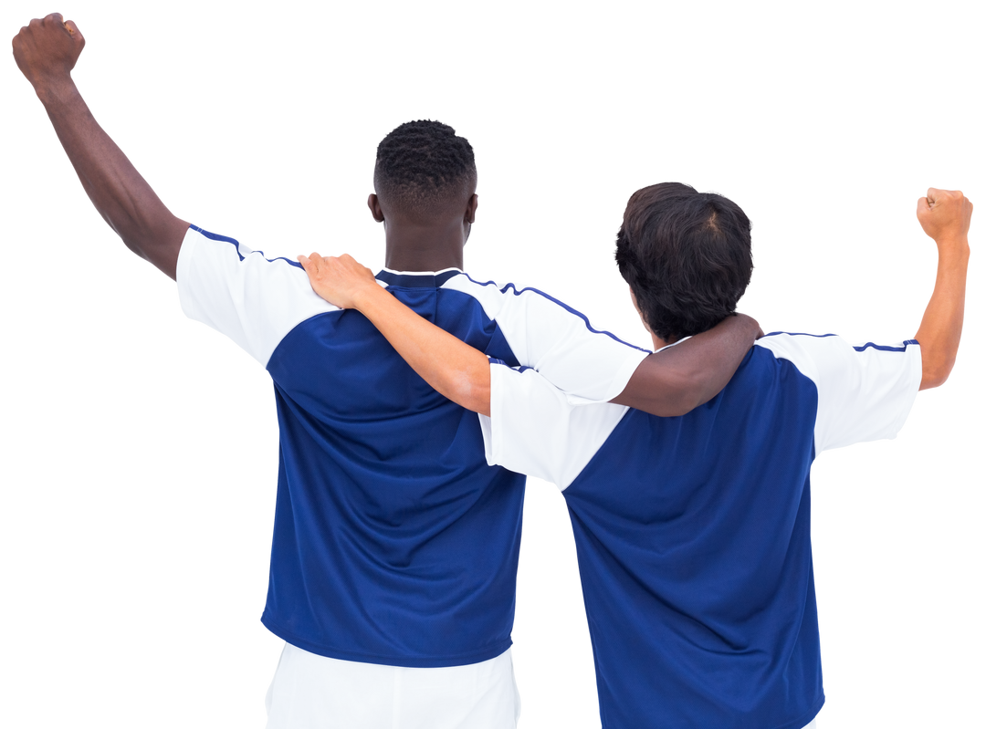 Two Transparent Football Players Rejoicing Together, Rear View - Download Free Stock Images Pikwizard.com