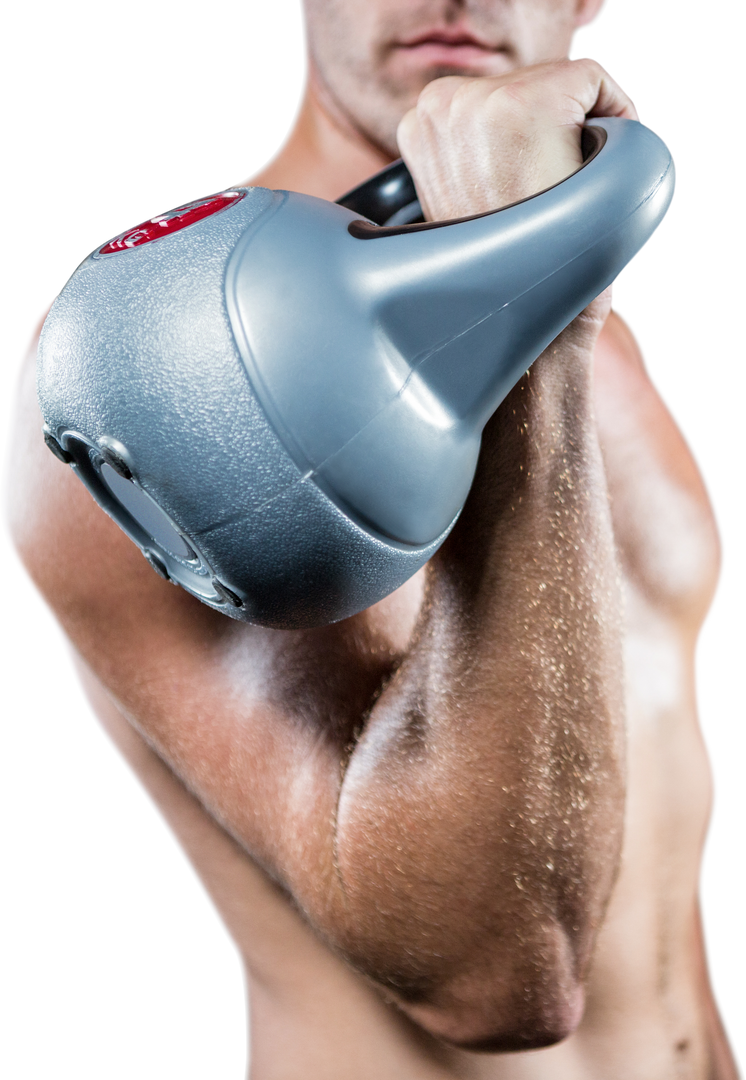 Midsection of Shirtless Man Working Out with Transparent Kettlebell - Download Free Stock Images Pikwizard.com