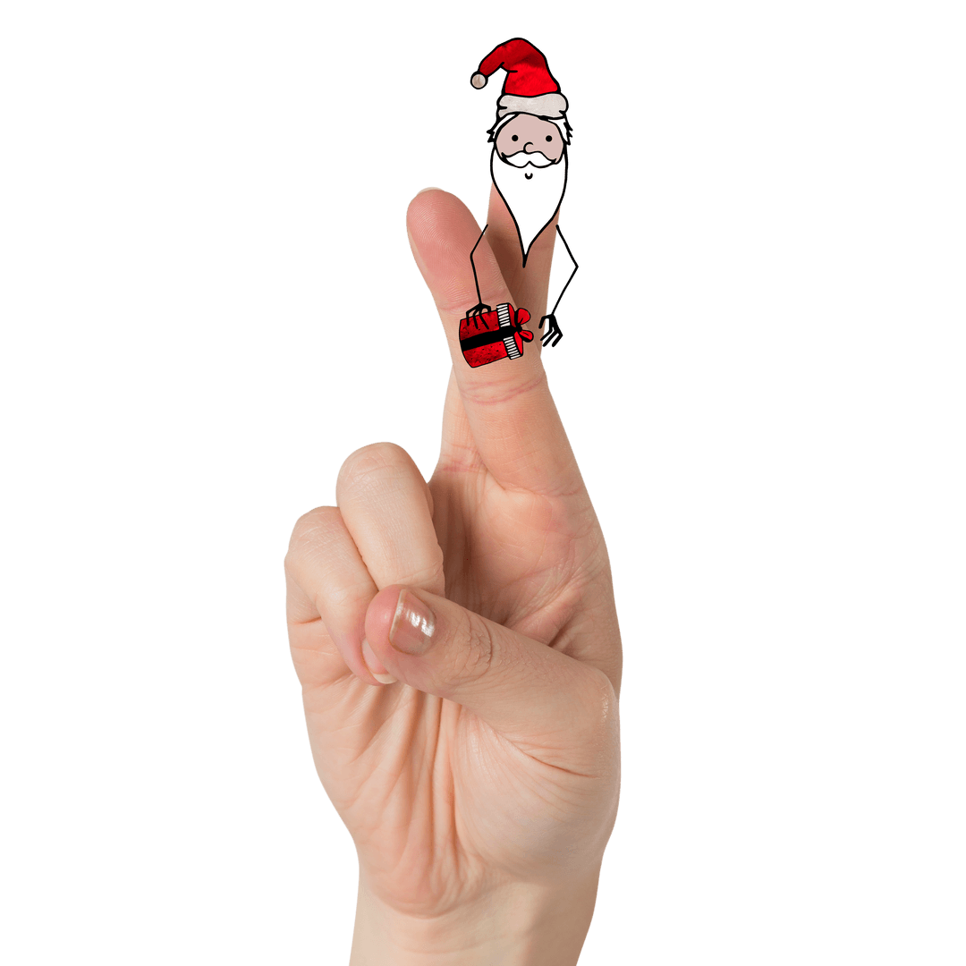 Digital Illustration Santa Claus on Fingers Transparent Background