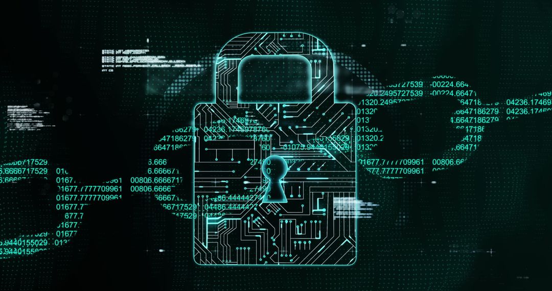 Digital Data Security with Padlock and Chain Symbols