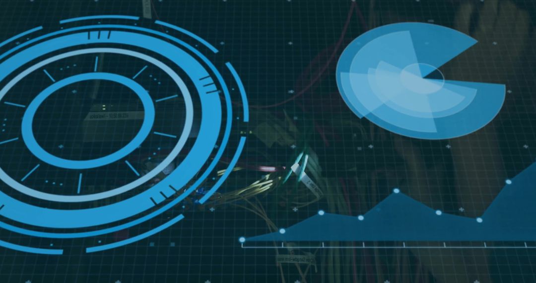 Futuristic Digital Data Interface with Holographic Graphics