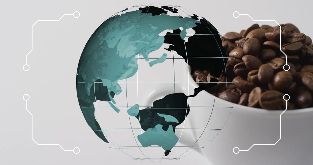 Digital Globe with Coffee Beans Symbolizing Global Connectivity