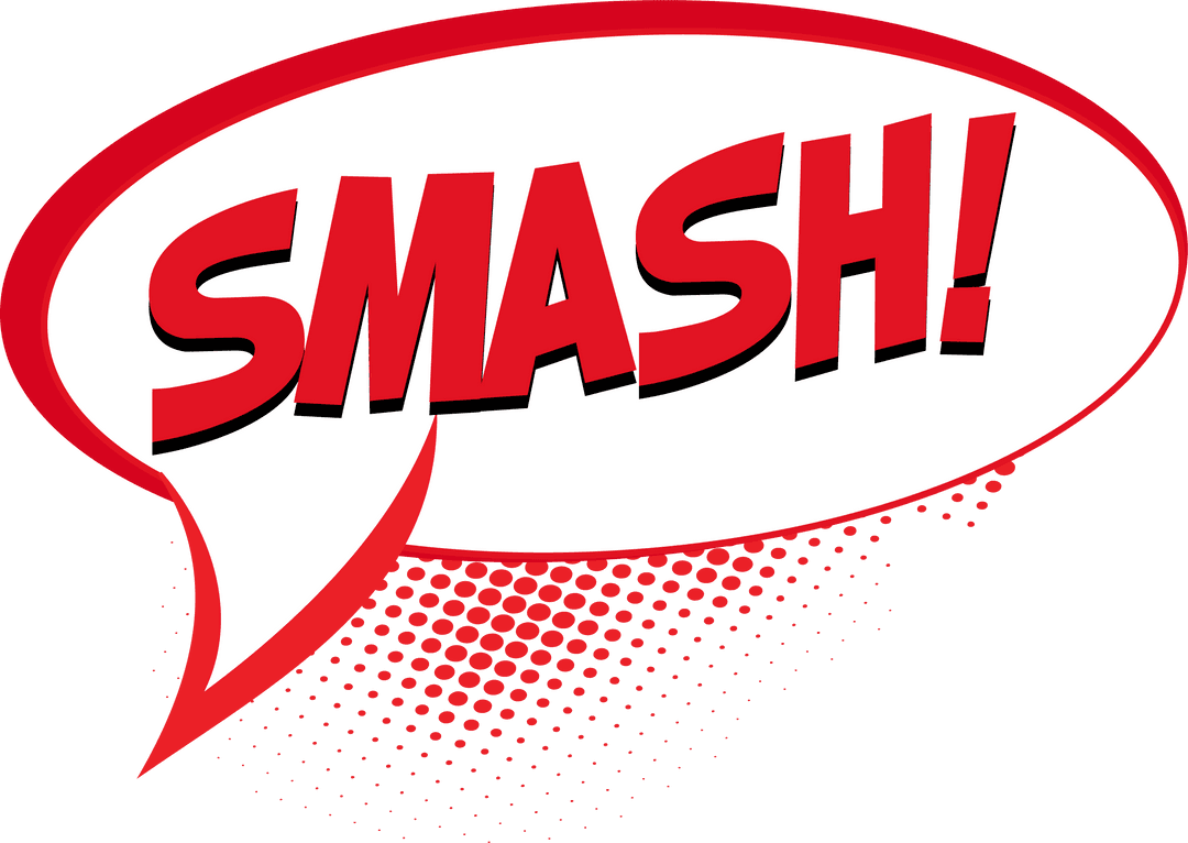 Comic Speech Bubble with SMASH! in Red on Transparent Background