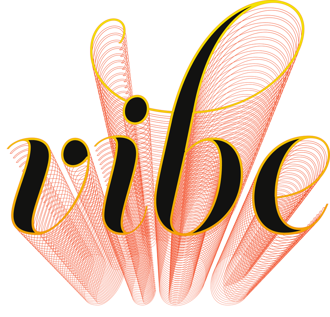 Stylish Vibe Text with Vibrant Spiral Shadow Illustration