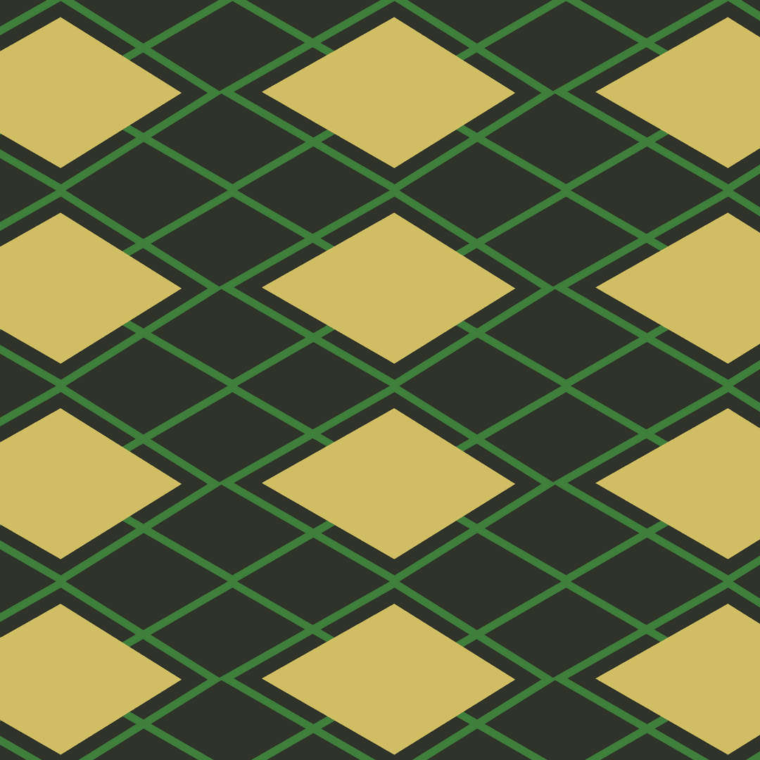 Geometric Pattern with Green and Yellow Diamonds on Transparent Background