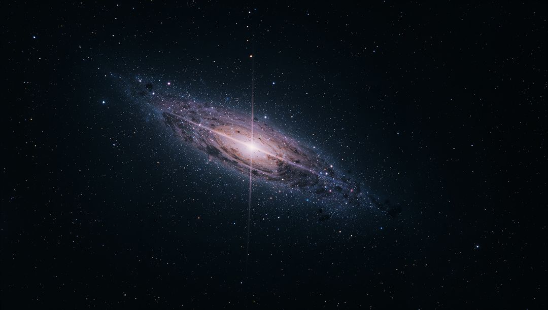 Elongated Spiral Galaxy Rotating in Deep Space with Dust Lanes and Bright Core