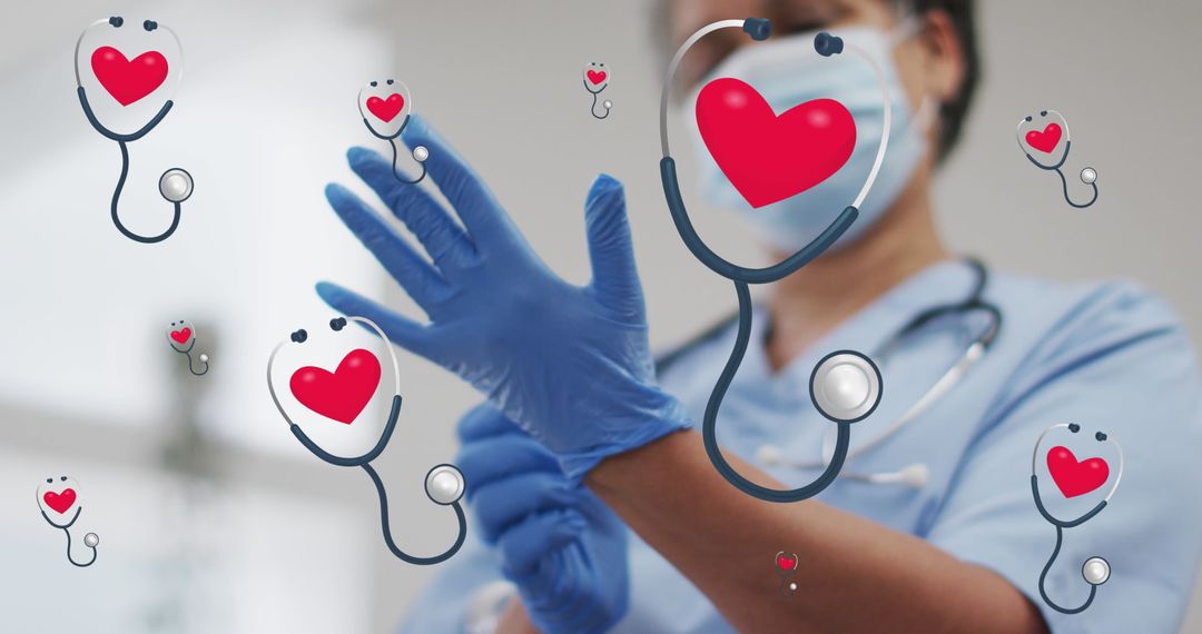 Digital Care Concept with Doctor and Heart Stethoscopes