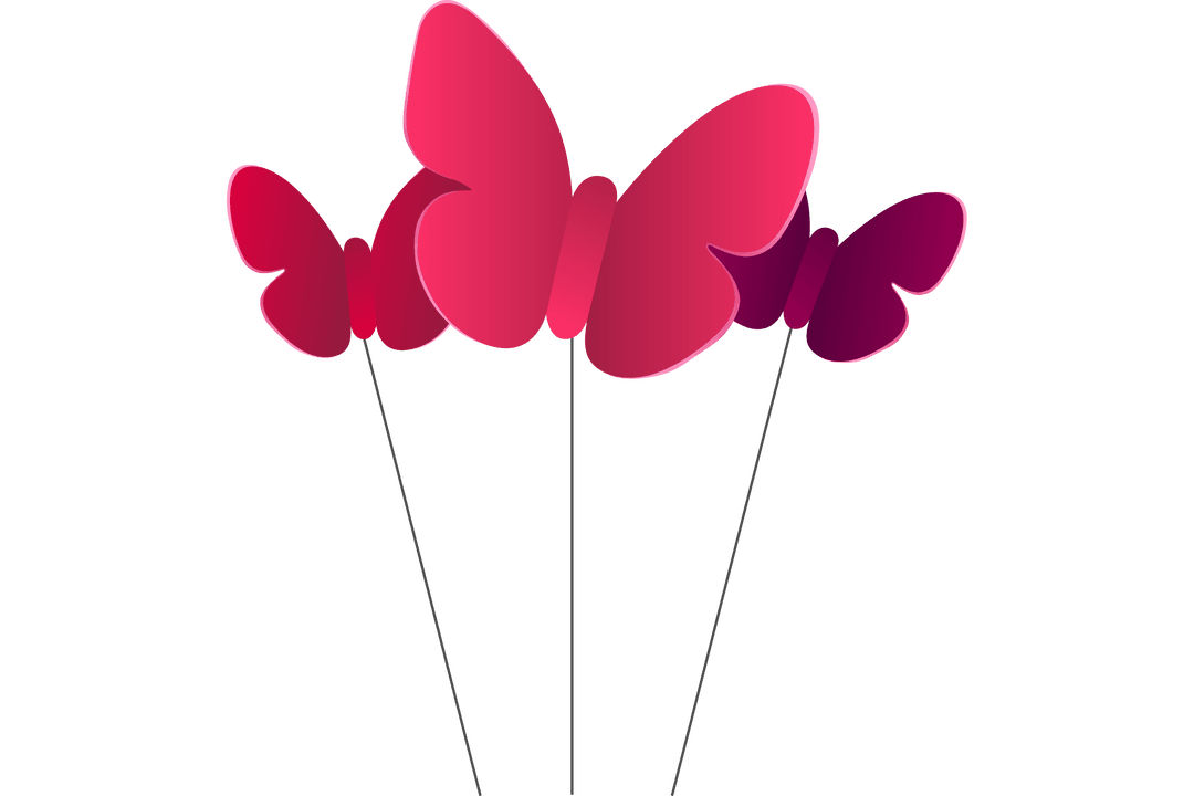 Red Butterflies on Wires Transparent Background Vector Art