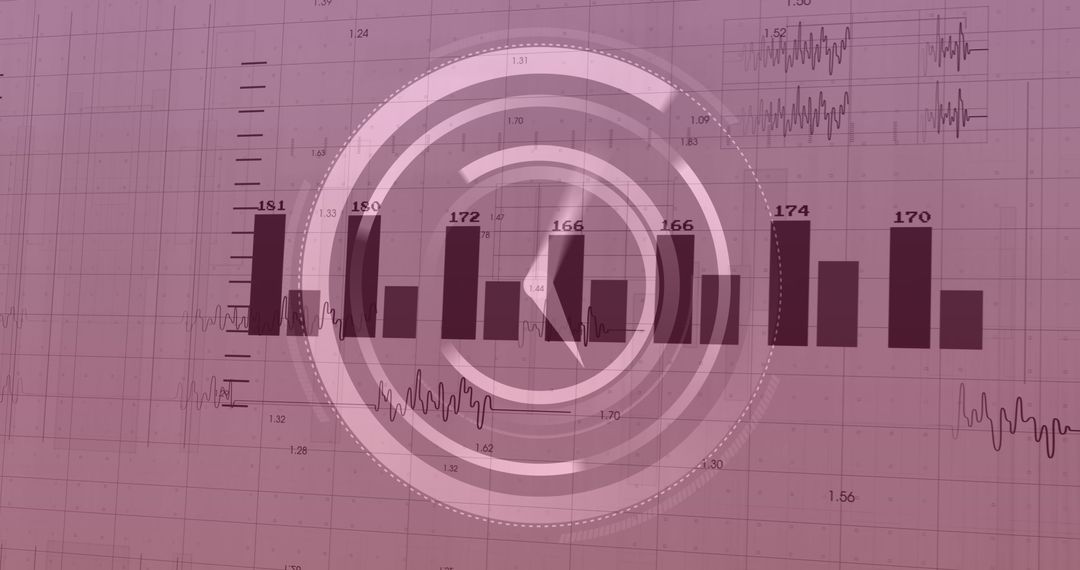Financial Data Overlapping Moving Clock Represents Digital Business Insights