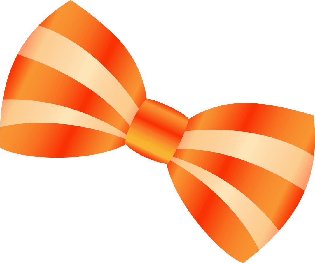 Orange Striped Bow with Gradient on Transparent Background