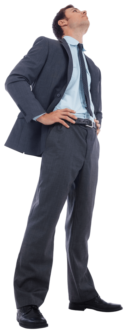 Transparent Confident Businessman Looking Upwards