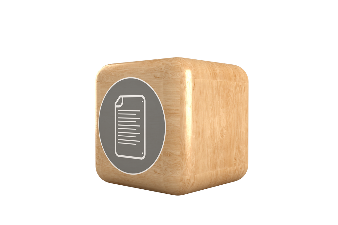 Transparent Wooden Dice with Paper Icon for Document Representation - Download Free Stock Images Pikwizard.com