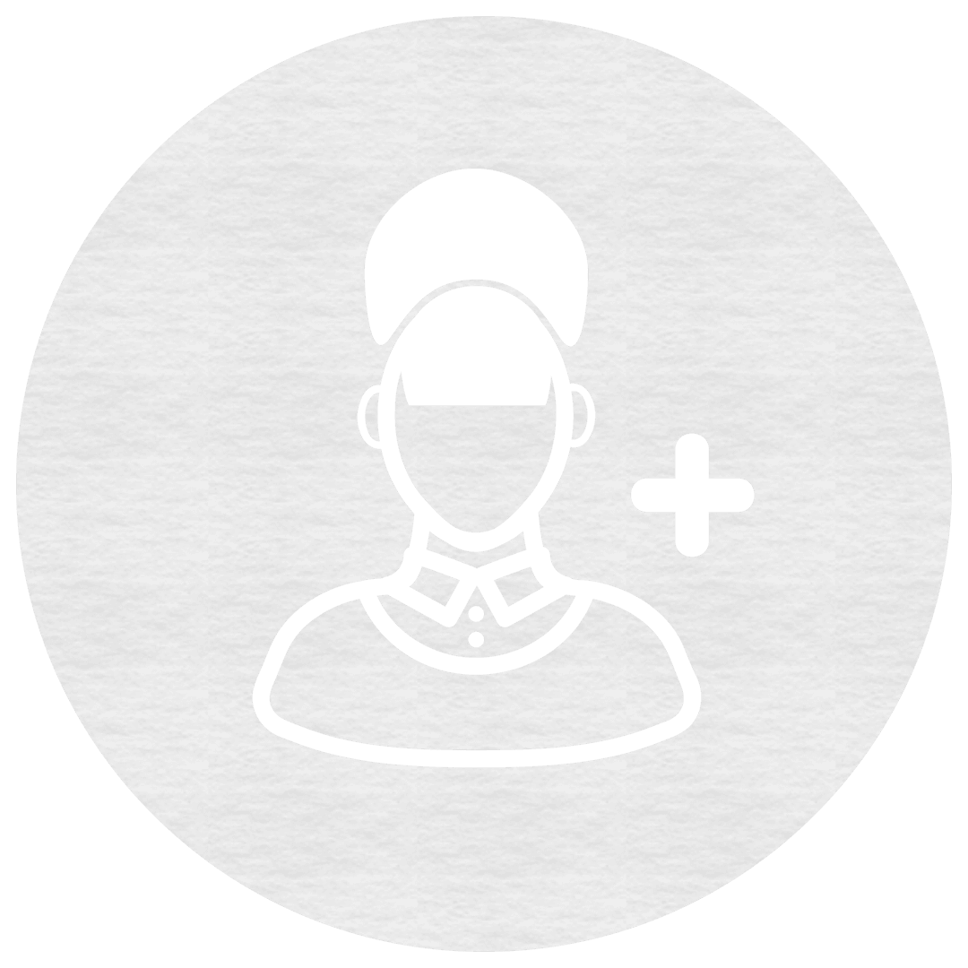 Transparent Icon of Medical Nurse with Plus Sign in Grey Circle
