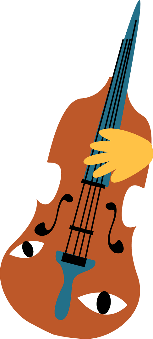 Whimsical Violin Instrument with Eyes on Transparent Background