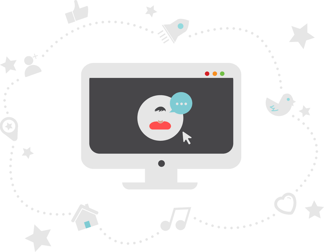 Digital Media Icons Social Chat with Transparent Background