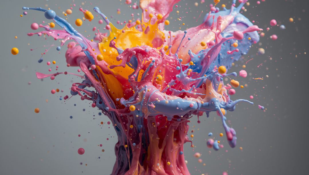 Dynamic Colorful Paint Splash Exploding in Studio