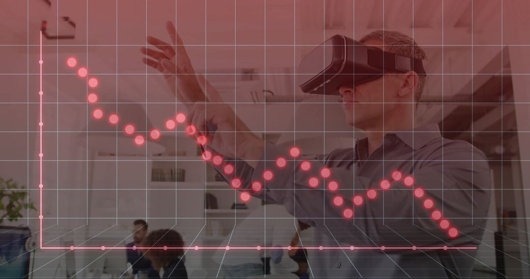 Businessman Using VR with Receding Stock Market Graph