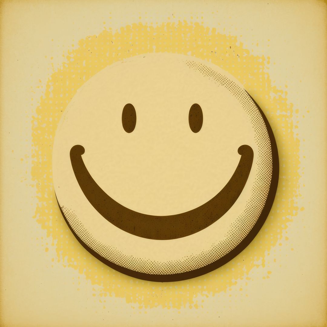 Retro Smiley Face Poster with Vintage Halftone Design - Free Images, Stock Photos and Pictures on Pikwizard.com