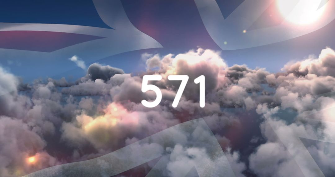 Digital Number Display Against Vibrant Cloud Background
