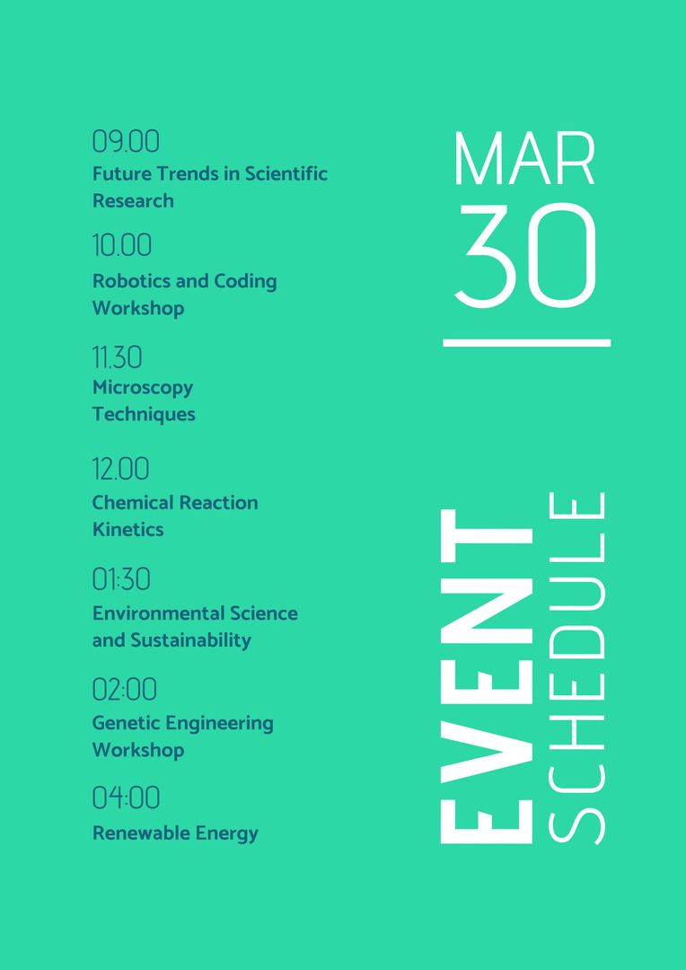 Green Themed Event Schedule with Engaging Science Workshops - Download Free Stock Templates Pikwizard.com