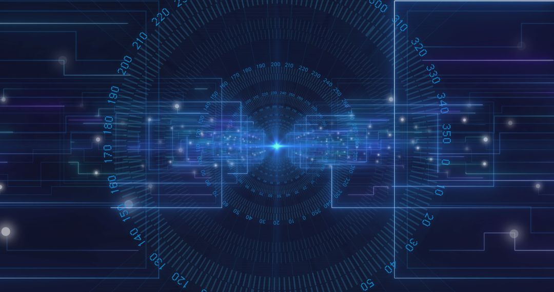 Futuristic Data Tunnel with Illuminated Network Elements