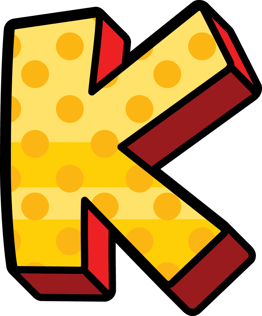 3D Polka Dot Letter K on Transparent Background