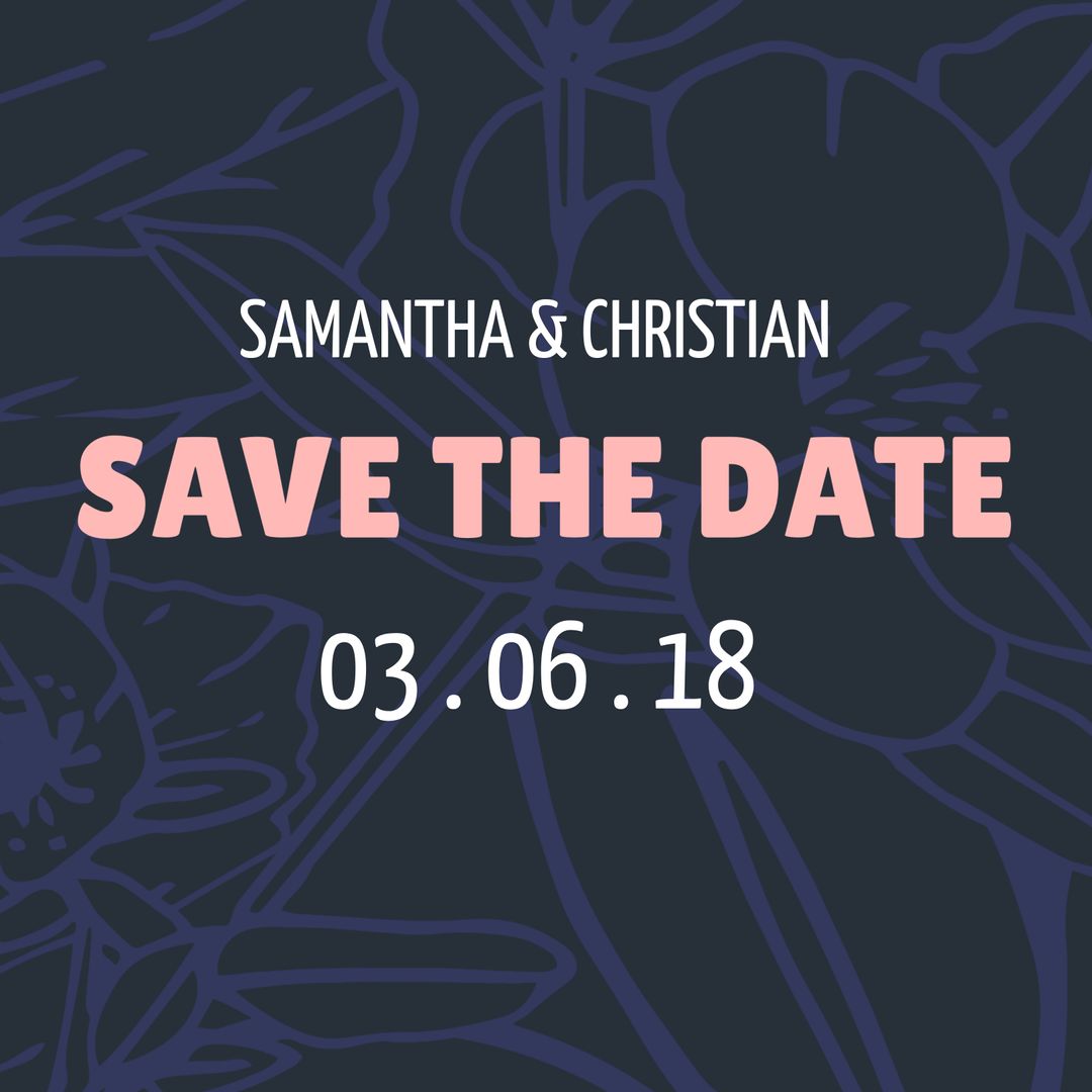 Floral Themed Save the Date with Pink Text for Wedding - Download Free Stock Templates Pikwizard.com