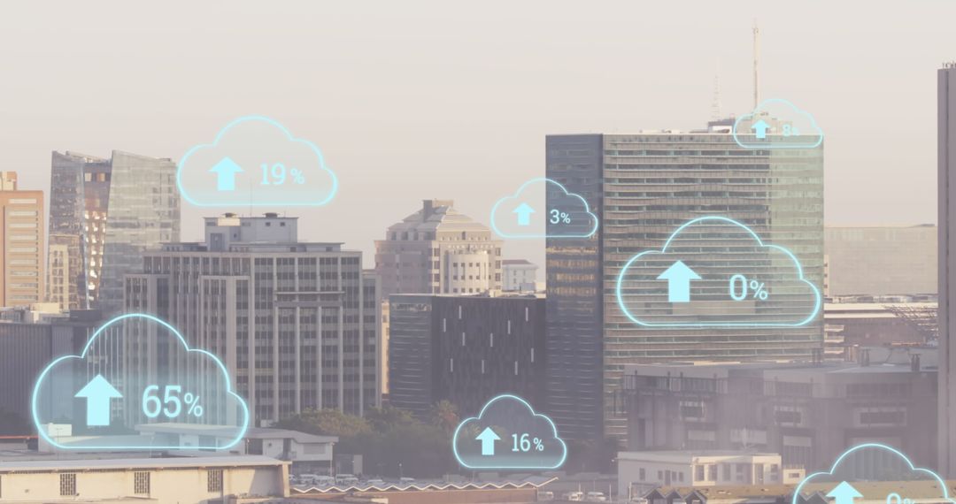 Cloud Technology on Urban Skyline Synced for Business Innovation