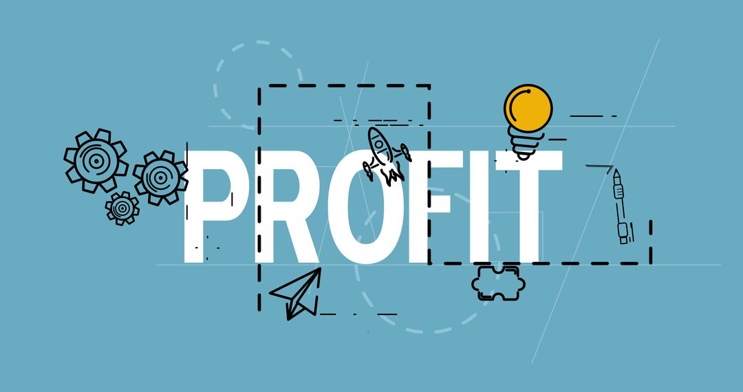 Profit Concept Illustration with Icons on Blue Background - Free Images, Stock Photos and Pictures on Pikwizard.com