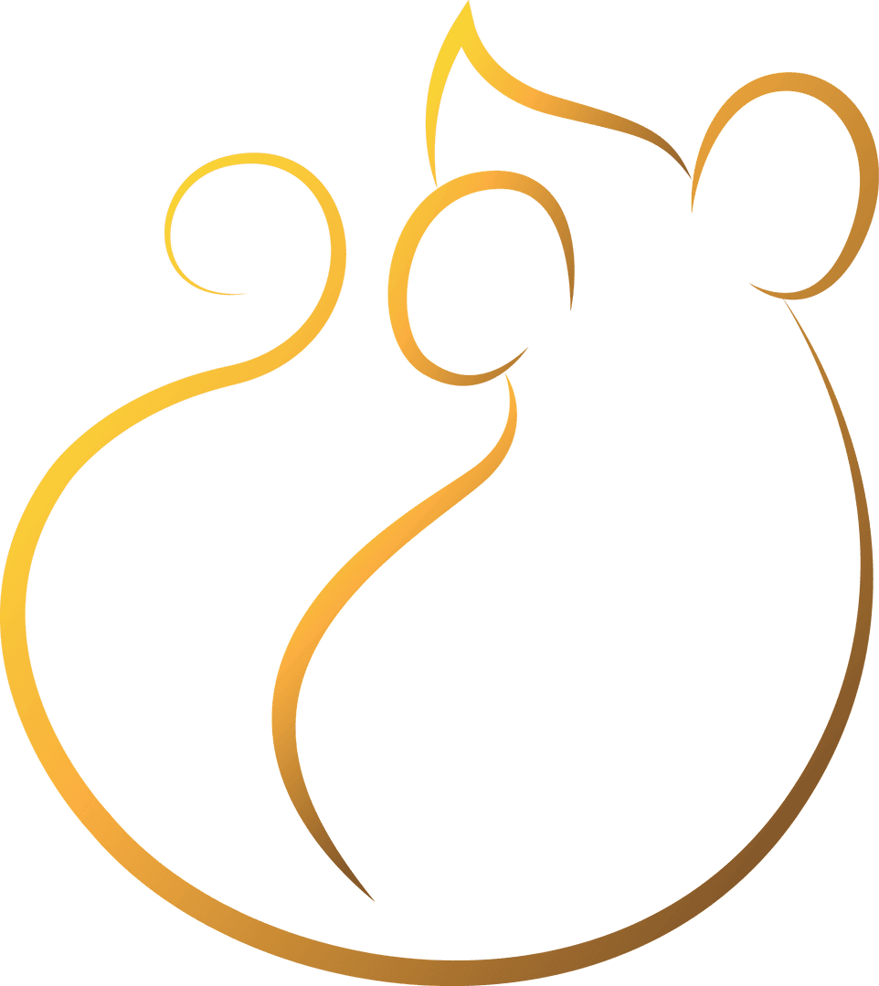 Elegant Transparent Yellow Mouse Line Art Illustration