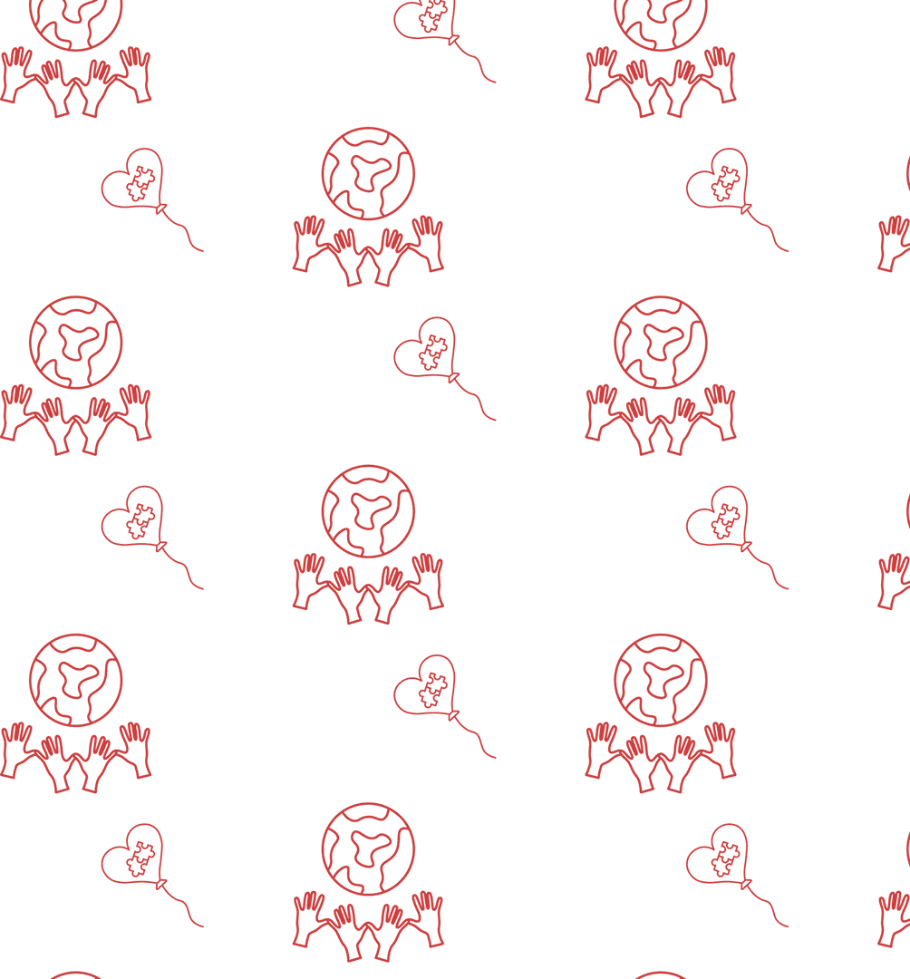 Abstract Hands Globe Balloons Pattern on Transparent Background