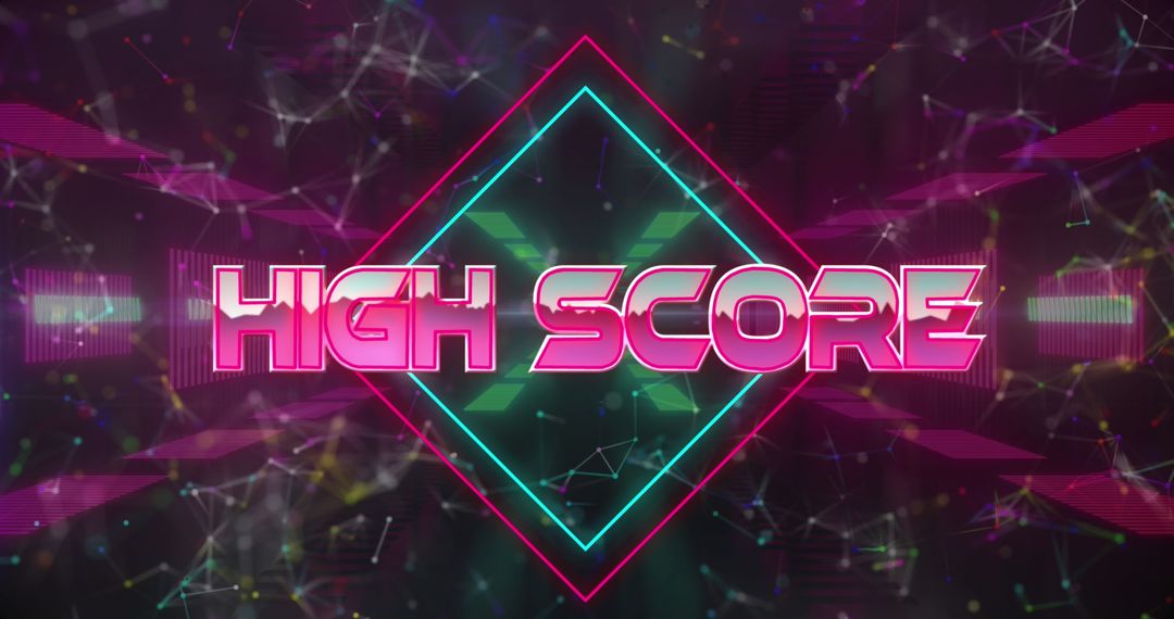 Neon High Score Text with Futuristic Digital Aesthetics