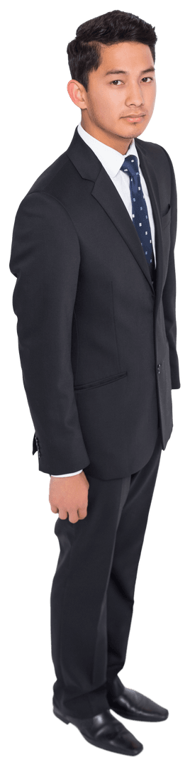 Transparent Unsmiling Businessman in Formal Suit Facing Camera