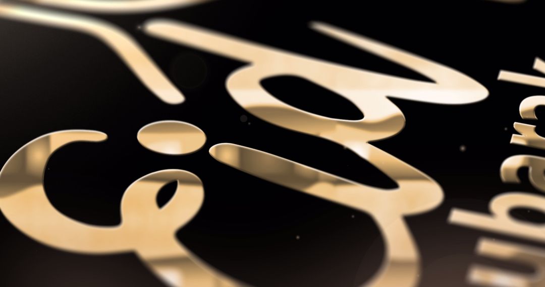 Eid Mubarak Text with Gold Crescent and Mosque on Black