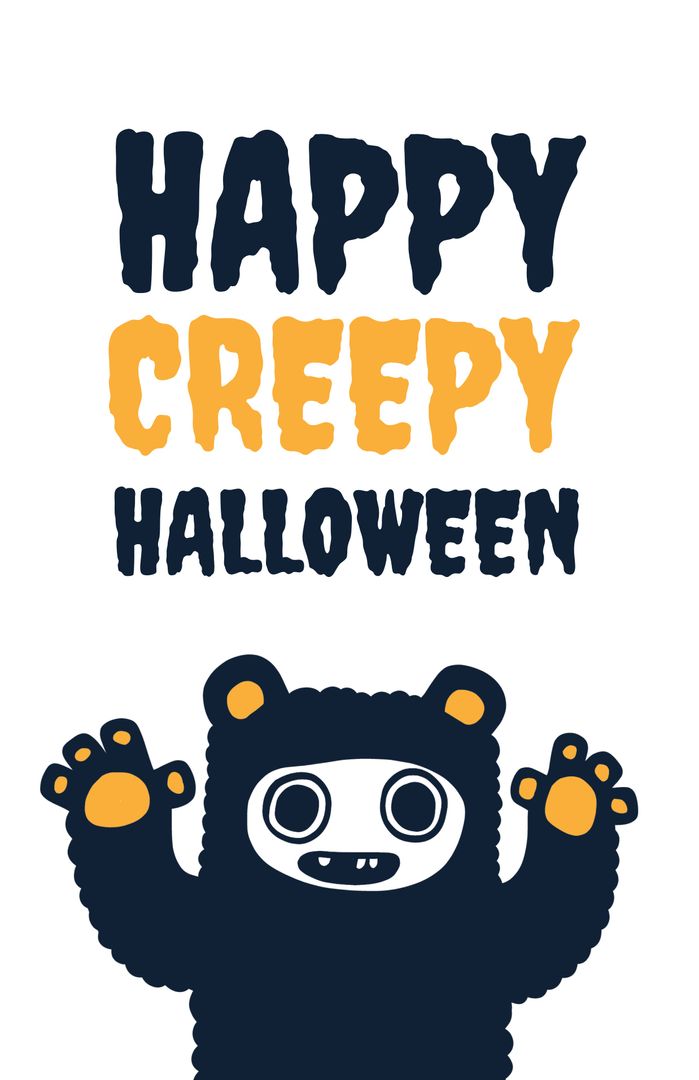 Happy Creepy Halloween with Friendly Monster Illustration