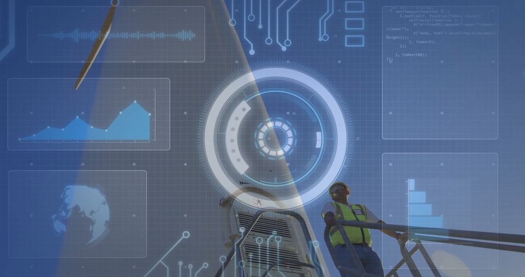 Technician Using Augmented Reality on Wind Energy Platform