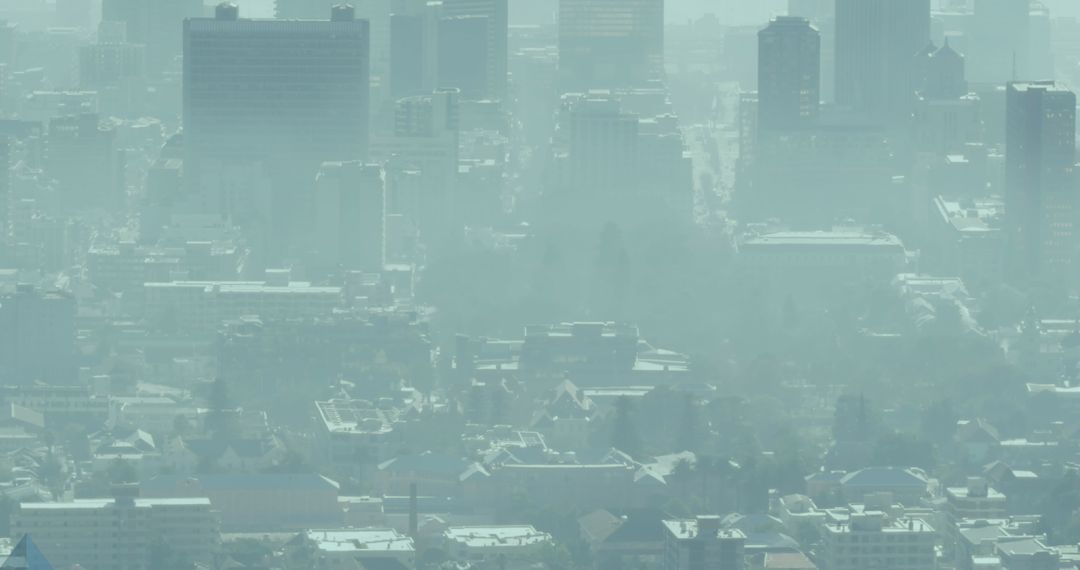 Smoggy Urban Skyline Highlighting Pollution Issues